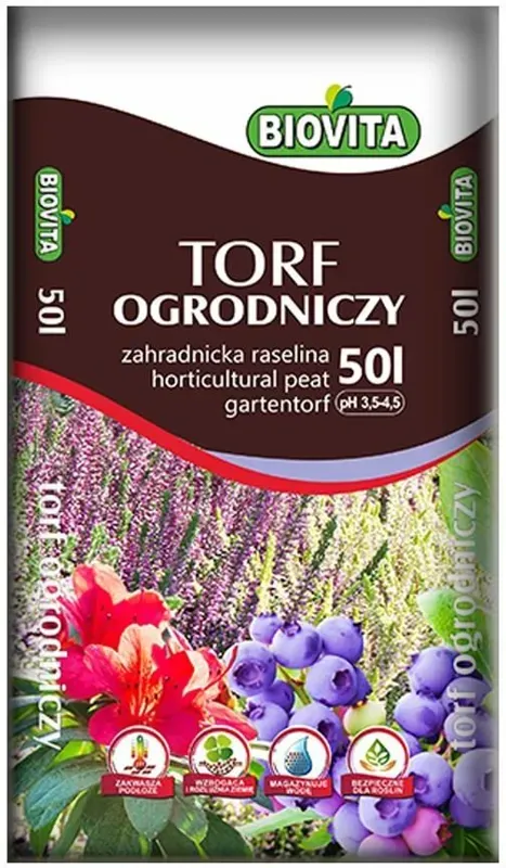 Biovita 50L Torf Kwaśny Ph 3,5-4,5