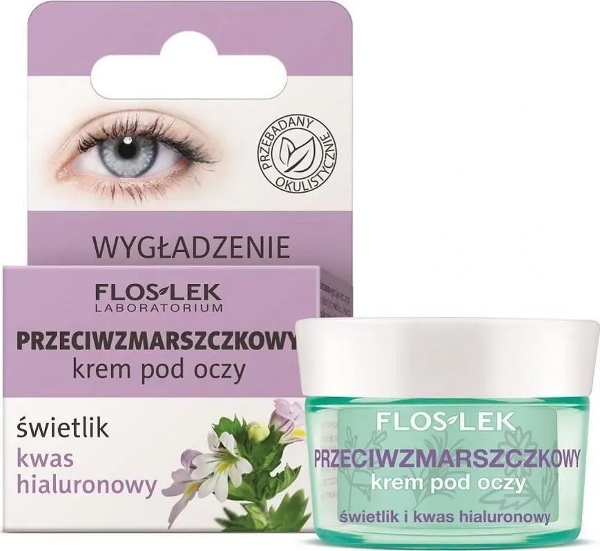 Floslek Przeciwzmarszczkowy Krem Pod Oczy Ze Świetlikiem I Kwasem Hialuronowym 15Ml
