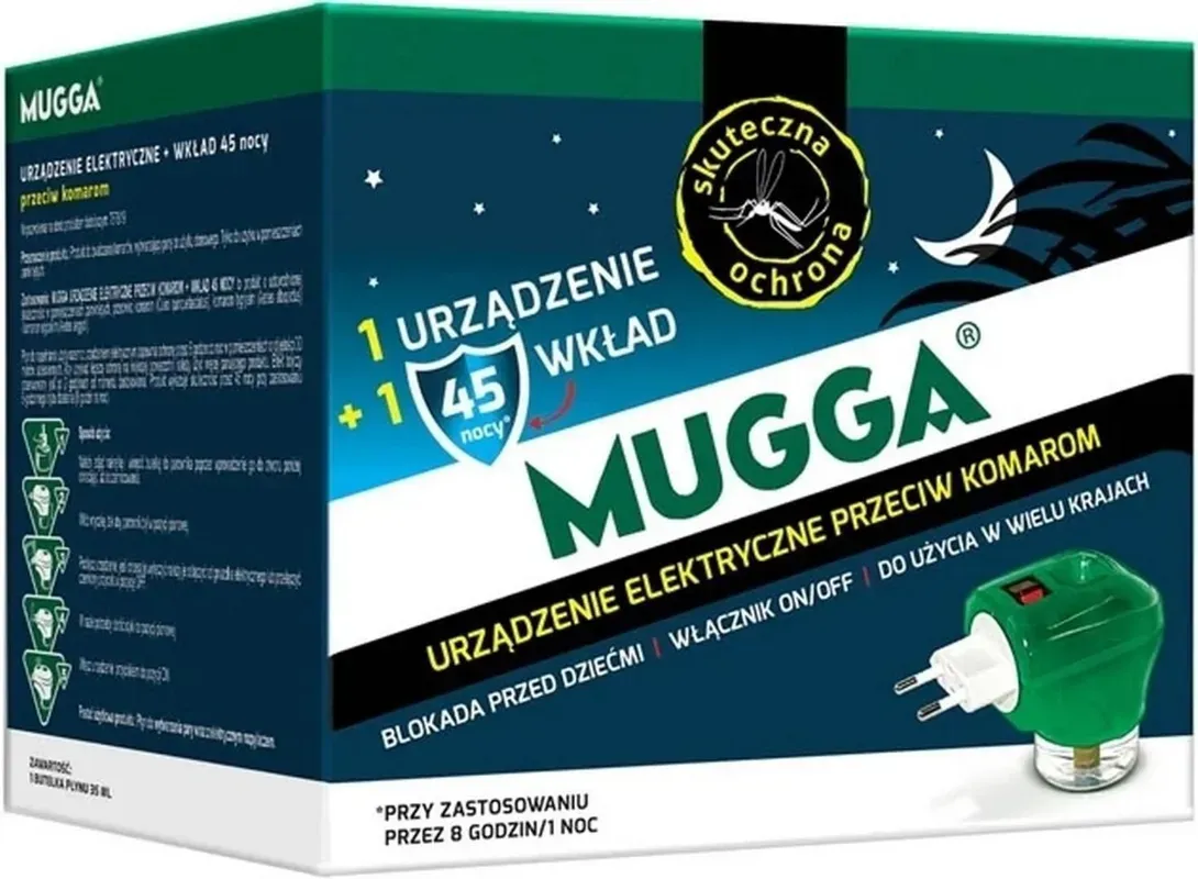 Mugga Elektro + Wkłady Do Na Komary 45 Nocy- 35Ml