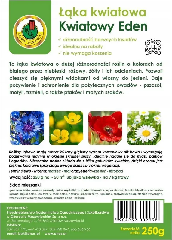 Nasiona łąka kwiatowa Eden Miododajna 250G Pnos