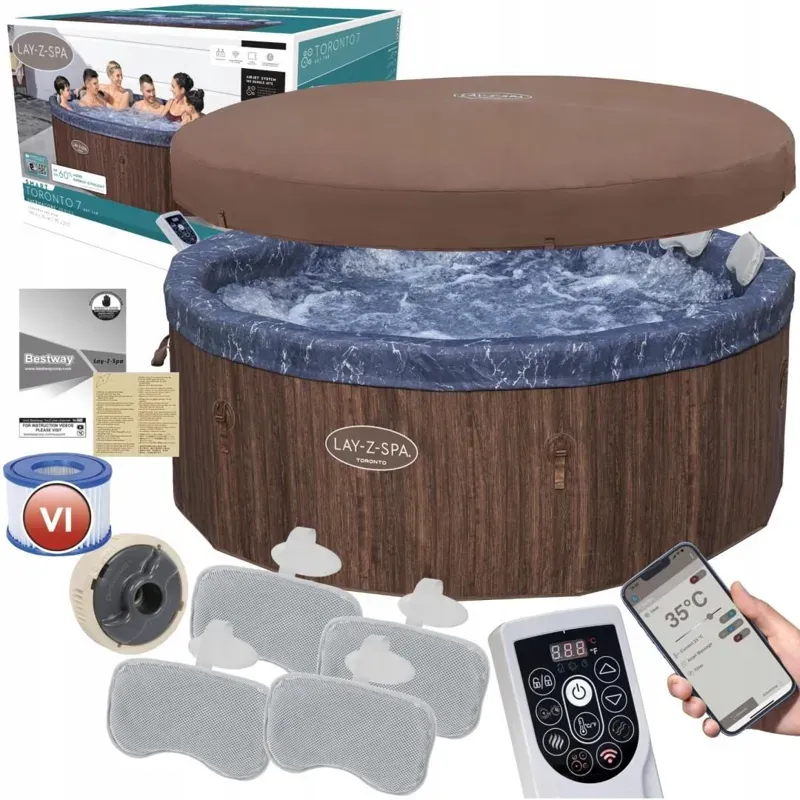 Bestway 6001W Basen Jacuzzi Z Hydromasażem Okrągłe Spa 1250L 5-7 Osobowy