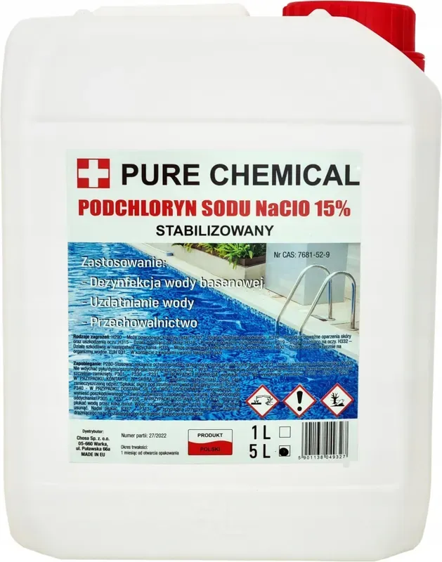 Podchloryn Sodu 15% Chlor W Płynie Do Basenu 5L