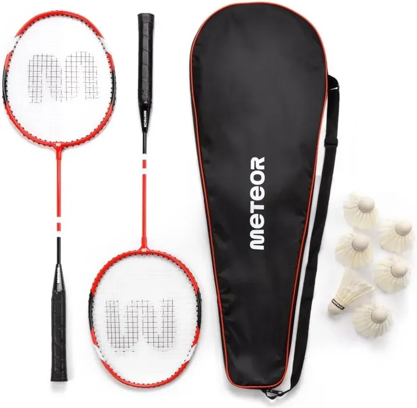 ZESTAW DO BADMINTONA 2 RAKIETKI ALUMINIOWE 6 LOTEK /METEOR